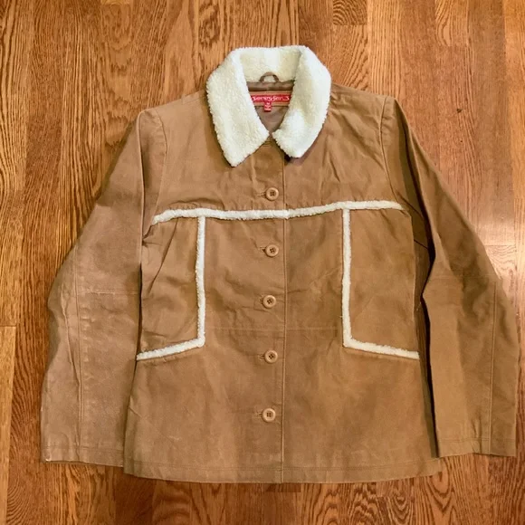 Vintage Jennyfer J Jacket Brown Leather Button Blazer Coat Size M #W4 - Picture 1 of 9